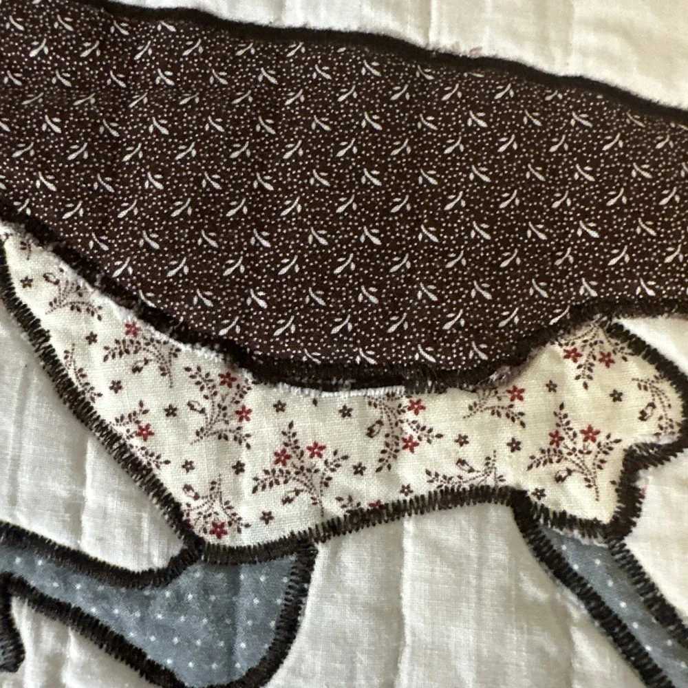 4 Handmade Quilted Oval Roadrunner Fabric Placemats Grandma Country Farmhouse